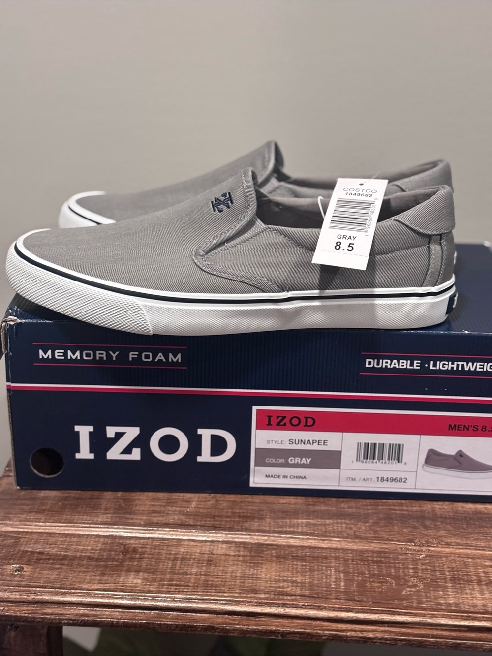 Izod Gray Canvas Slip-On Loafers for Men